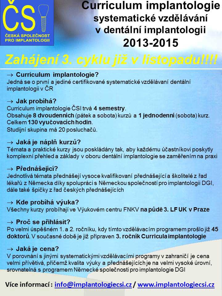 Curriculum implantologie 2013-2015