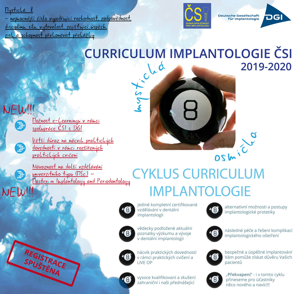 8 Cyklus Curriculum Implantologie ČSI 2019-2020